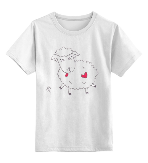 Заказать детскую футболку в Москве. Детская футболка классическая унисекс Овечка с сердечком на боку от galkagalka - готовые дизайны и нанесение принтов.