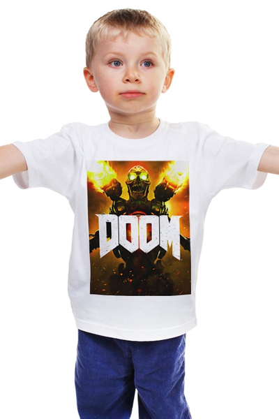 Заказать детскую футболку в Москве. Детская футболка классическая унисекс Doom 4 от scoopysmith - готовые дизайны и нанесение принтов.
