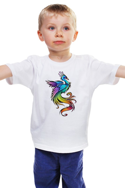 Заказать детскую футболку в Москве. Детская футболка классическая унисекс павлин от DenTen - готовые дизайны и нанесение принтов.
