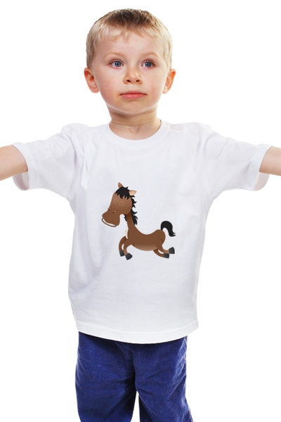 Заказать детскую футболку в Москве. Детская футболка классическая унисекс Лошадь от Zamula - готовые дизайны и нанесение принтов.