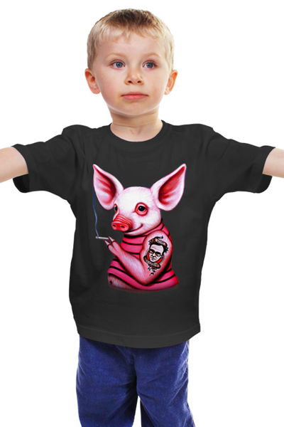 Заказать детскую футболку в Москве. Детская футболка классическая унисекс Неформальная свинка от Leichenwagen - готовые дизайны и нанесение принтов.