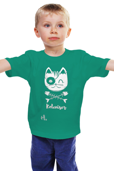 Заказать детскую футболку в Москве. Детская футболка классическая унисекс Cat Pirates от Никита Коледенков - готовые дизайны и нанесение принтов.