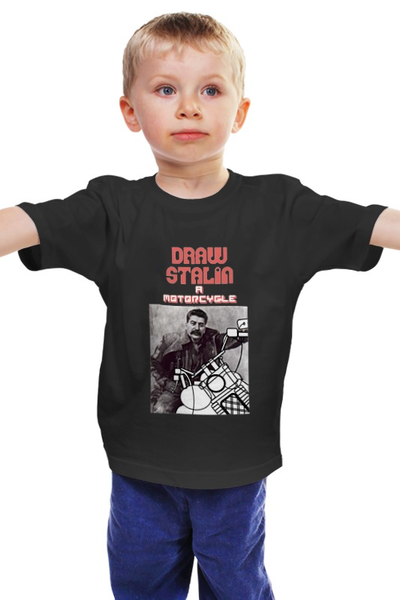Заказать детскую футболку в Москве. Детская футболка классическая унисекс Байкер Сталин от denis01001 - готовые дизайны и нанесение принтов.