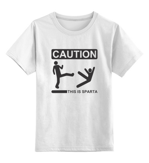Заказать детскую футболку в Москве. Детская футболка классическая унисекс This is sparta Caution. от ANDREI M - готовые дизайны и нанесение принтов.
