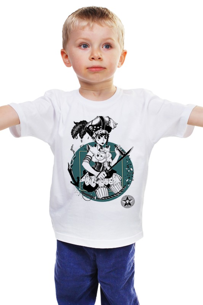 Заказать детскую футболку в Москве. Детская футболка классическая унисекс Пиратка от cinstudio@mail.ru - готовые дизайны и нанесение принтов.