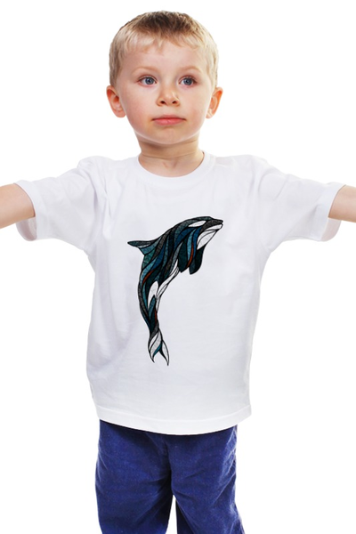 Заказать детскую футболку в Москве. Детская футболка классическая унисекс Дельфин от oldman - готовые дизайны и нанесение принтов.