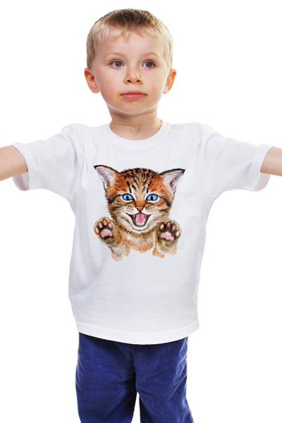 Заказать детскую футболку в Москве. Детская футболка классическая унисекс котик от queen  - готовые дизайны и нанесение принтов.