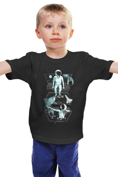 Заказать детскую футболку в Москве. Детская футболка классическая унисекс Космос, рыбы от coolmag - готовые дизайны и нанесение принтов.