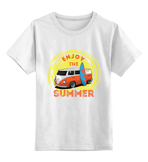 Заказать детскую футболку в Москве. Детская футболка классическая унисекс Наслаждайся летом! от BeliySlon - готовые дизайны и нанесение принтов.