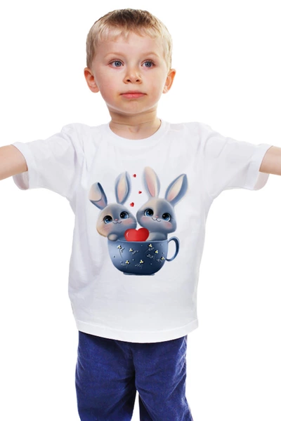 Заказать детскую футболку в Москве. Детская футболка классическая унисекс Влюбленные зайцы от Марина  - готовые дизайны и нанесение принтов.