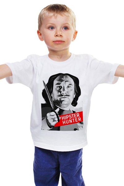 Заказать детскую футболку в Москве. Детская футболка классическая унисекс Hipster Hunter  от Design Ministry - готовые дизайны и нанесение принтов.
