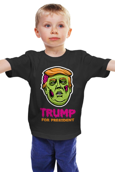 Заказать детскую футболку в Москве. Детская футболка классическая унисекс Трамп зомби от Leichenwagen - готовые дизайны и нанесение принтов.