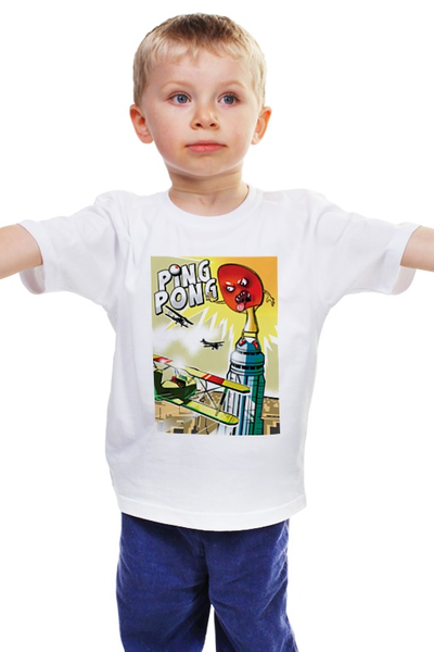 Заказать детскую футболку в Москве. Детская футболка классическая унисекс King Pong от kotashi - готовые дизайны и нанесение принтов.