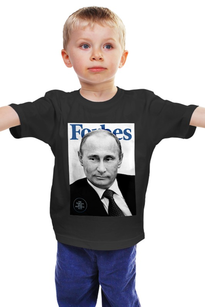 Заказать детскую футболку в Москве. Детская футболка классическая унисекс Putin Forbes от Design Ministry - готовые дизайны и нанесение принтов.