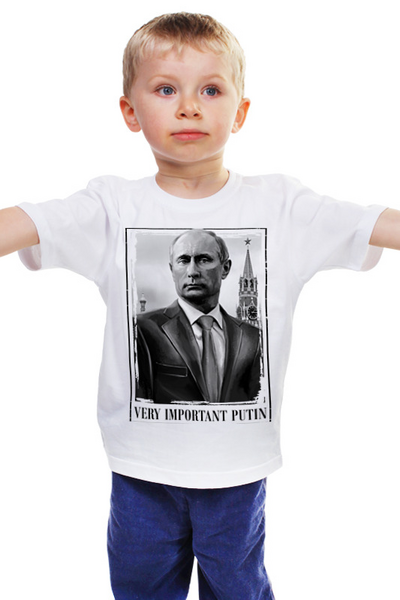 Заказать детскую футболку в Москве. Детская футболка классическая унисекс Владимир Путин от EDJEY  - готовые дизайны и нанесение принтов.