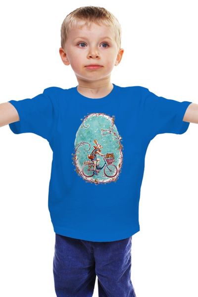 Заказать детскую футболку в Москве. Детская футболка классическая унисекс Зайчик на велосипеде  от ПРИНТЫ ПЕЧАТЬ  - готовые дизайны и нанесение принтов.