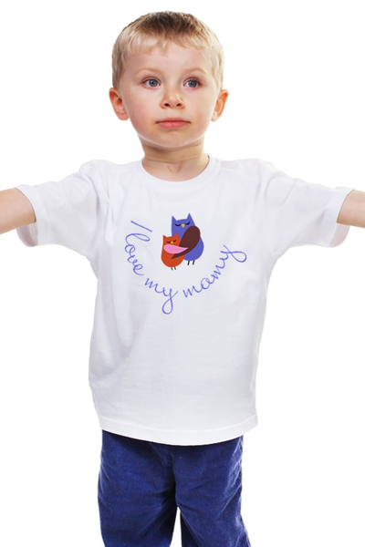 Заказать детскую футболку в Москве. Детская футболка классическая унисекс I love my mamy от olgs - готовые дизайны и нанесение принтов.