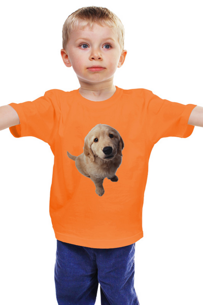 Заказать детскую футболку в Москве. Детская футболка классическая унисекс Собака - Золотистый ретривер от BAD OWL - готовые дизайны и нанесение принтов.