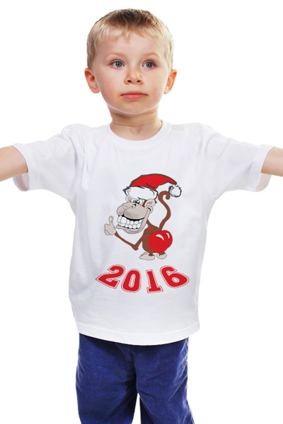 Заказать детскую футболку в Москве. Детская футболка классическая унисекс Обезьяна (Новый год 2016) от Easy-store - готовые дизайны и нанесение принтов.