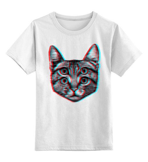 Заказать детскую футболку в Москве. Детская футболка классическая унисекс Кот 3D от printik - готовые дизайны и нанесение принтов.