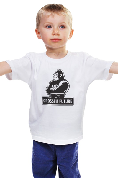 Заказать детскую футболку в Москве. Детская футболка классическая унисекс Crossfit / Кроссфит от KinoArt - готовые дизайны и нанесение принтов.
