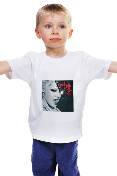 Заказать детскую футболку в Москве. Детская футболка классическая унисекс Pink (певица) от Fedor - готовые дизайны и нанесение принтов.