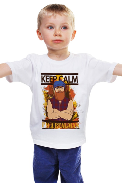 Заказать детскую футболку в Москве. Детская футболка классическая унисекс Настоящий Мужчина от Алиса Арифулина - готовые дизайны и нанесение принтов.
