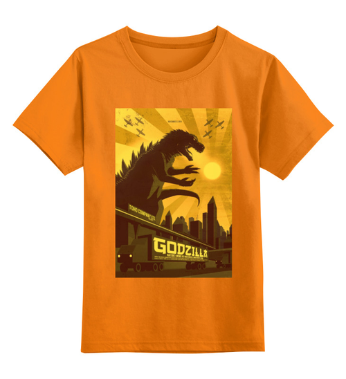 Заказать детскую футболку в Москве. Детская футболка классическая унисекс Godzilla yellow от KinoArt - готовые дизайны и нанесение принтов.
