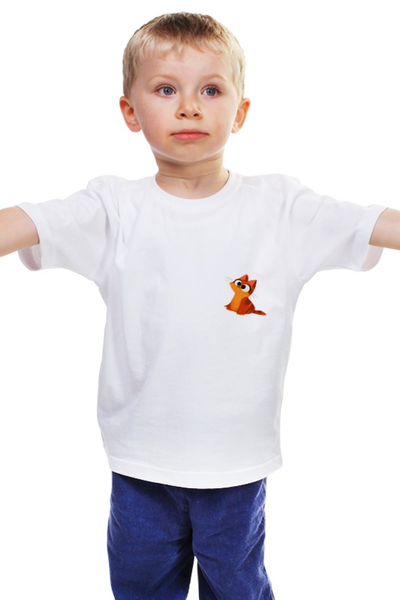 Заказать детскую футболку в Москве. Детская футболка классическая унисекс Рыжий кот от Hop Shop - готовые дизайны и нанесение принтов.
