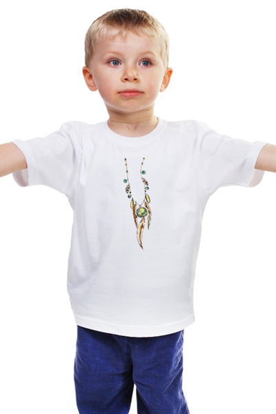 Заказать детскую футболку в Москве. Детская футболка классическая унисекс Ожерелье настоящего индейца от Evgenia Bandagnomych - готовые дизайны и нанесение принтов.
