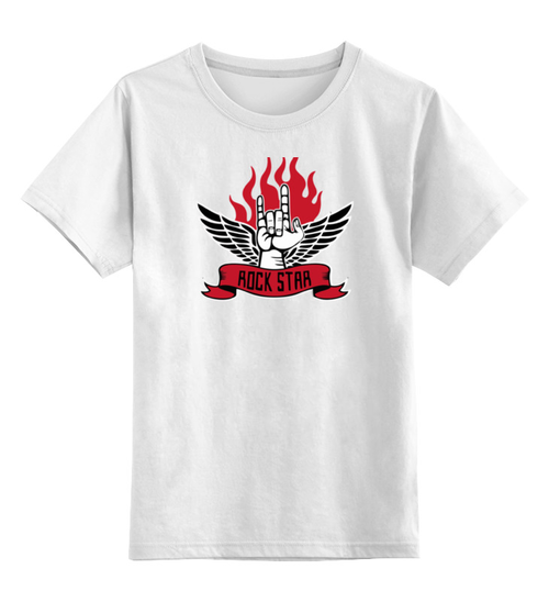 Заказать детскую футболку в Москве. Детская футболка классическая унисекс Rock star (Рок звезда) от vip9r - готовые дизайны и нанесение принтов.