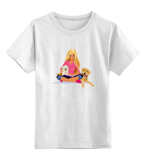 Заказать детскую футболку в Москве. Детская футболка классическая унисекс Девушка с собачками  от ПРИНТЫ ПЕЧАТЬ  - готовые дизайны и нанесение принтов.
