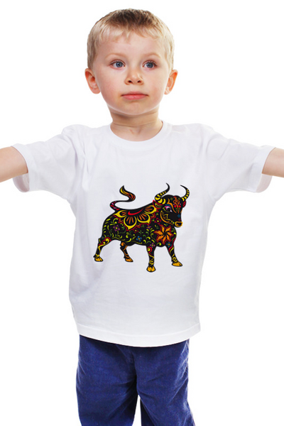 Заказать детскую футболку в Москве. Детская футболка классическая унисекс Год быка (С новым годом!) от FireFoxa - готовые дизайны и нанесение принтов.