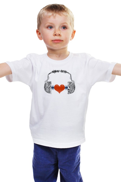 Заказать детскую футболку в Москве. Детская футболка классическая унисекс Я люблю музыку от ПРИНТЫ ПЕЧАТЬ  - готовые дизайны и нанесение принтов.