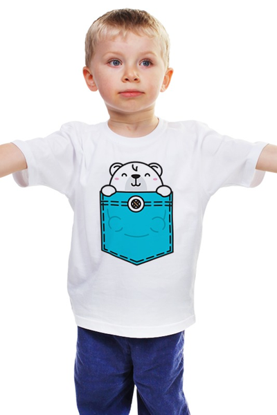 Заказать детскую футболку в Москве. Детская футболка классическая унисекс Белый Мишка от fanart - готовые дизайны и нанесение принтов.