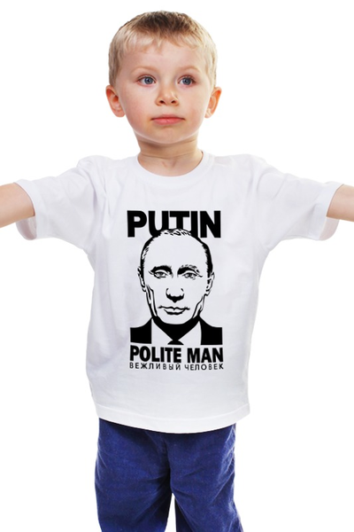 Заказать детскую футболку в Москве. Детская футболка классическая унисекс Путин (Putin) от coolmag - готовые дизайны и нанесение принтов.