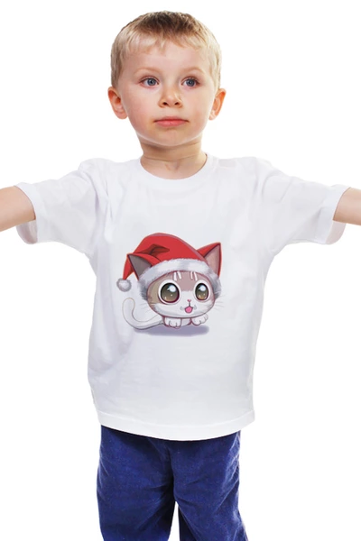 Заказать детскую футболку в Москве. Детская футболка классическая унисекс Новогодний котенок от Алексей  - готовые дизайны и нанесение принтов.