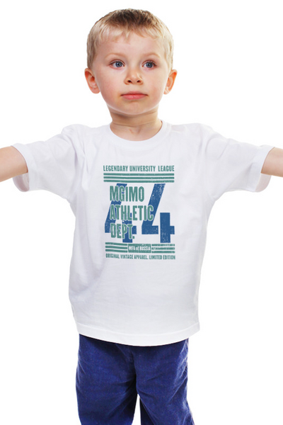 Заказать детскую футболку в Москве. Детская футболка классическая унисекс МГИМО Атлетик от Рустам Юсупов - готовые дизайны и нанесение принтов.