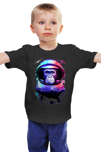 Заказать детскую футболку в Москве. Детская футболка классическая унисекс Обезьяна космонавт от printik - готовые дизайны и нанесение принтов.