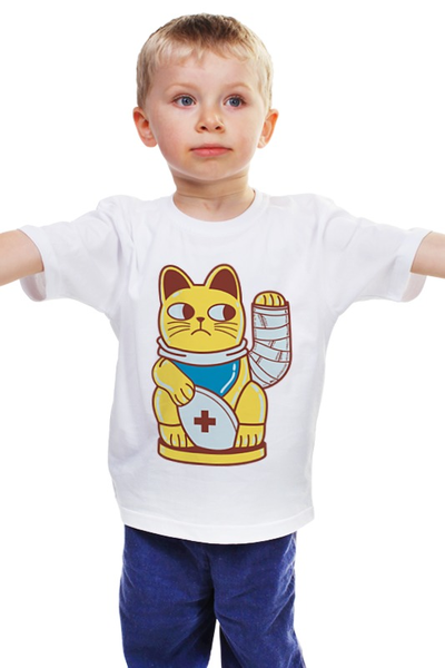 Заказать детскую футболку в Москве. Детская футболка классическая унисекс Манэки-Нэко (Кот Счастья) от fanart - готовые дизайны и нанесение принтов.