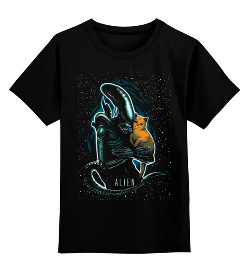 Заказать детскую футболку в Москве. Детская футболка классическая унисекс ☢ Alien & Cat ☢ от balden - готовые дизайны и нанесение принтов.