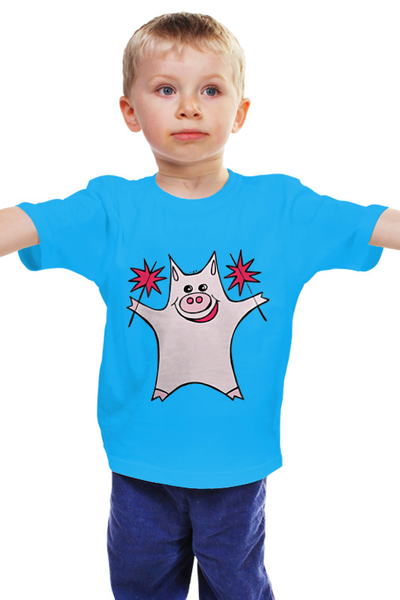 Заказать детскую футболку в Москве. Детская футболка классическая унисекс Розовый поросёнок с бенгальскими огнями от p_i_r_a_n_y_a  - готовые дизайны и нанесение принтов.