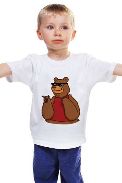 Заказать детскую футболку в Москве. Детская футболка классическая унисекс Миша тусовщик от Easy-store - готовые дизайны и нанесение принтов.
