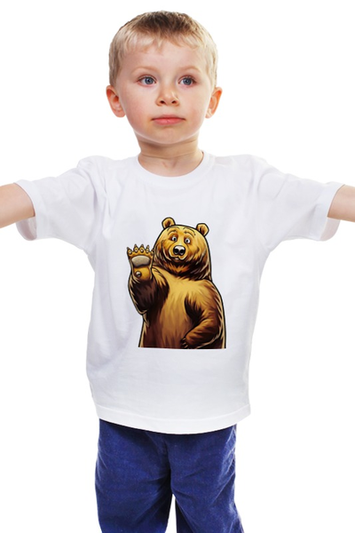 Заказать детскую футболку в Москве. Детская футболка классическая унисекс Привет Мишка от Мишкин парк - готовые дизайны и нанесение принтов.