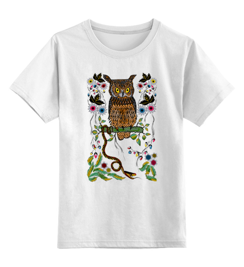 Заказать детскую футболку в Москве. Детская футболка классическая унисекс Сова и Змея от printik - готовые дизайны и нанесение принтов.