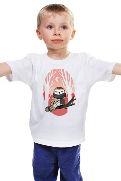 Заказать детскую футболку в Москве. Детская футболка классическая унисекс Зимняя Сова от printik - готовые дизайны и нанесение принтов.