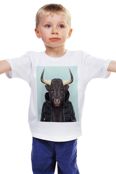 Заказать детскую футболку в Москве. Детская футболка классическая унисекс Деловой бык от anna_bell - готовые дизайны и нанесение принтов.