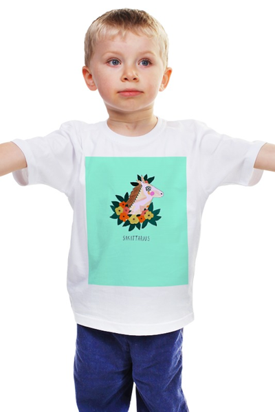 Заказать детскую футболку в Москве. Детская футболка классическая унисекс Стрелец от PUGGYSHOP - готовые дизайны и нанесение принтов.