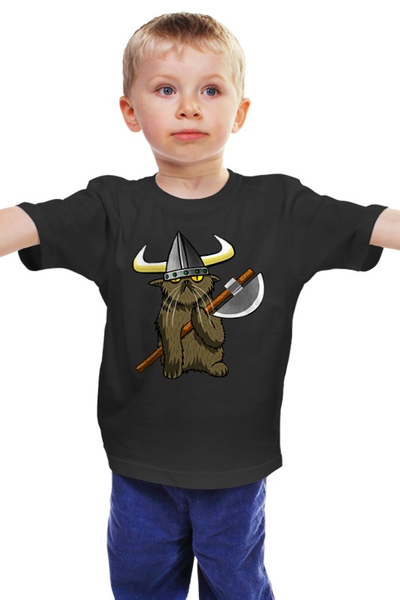 Заказать детскую футболку в Москве. Детская футболка классическая унисекс Кот Викинг от printik - готовые дизайны и нанесение принтов.