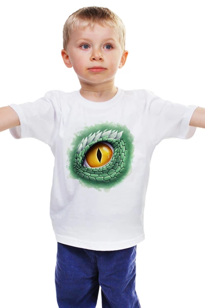 Заказать детскую футболку в Москве. Детская футболка классическая унисекс Глаз зеленого дракона от tigerda  - готовые дизайны и нанесение принтов.